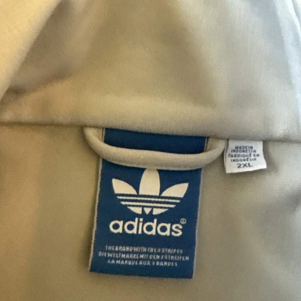 Vintage Retro Adidas Blue White Full Zip Trefoil Track Jacket Size XXL
